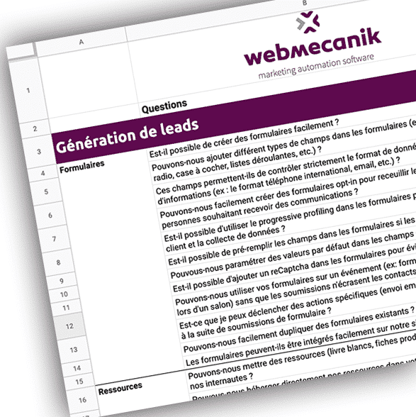 Marketing automation modello RFI